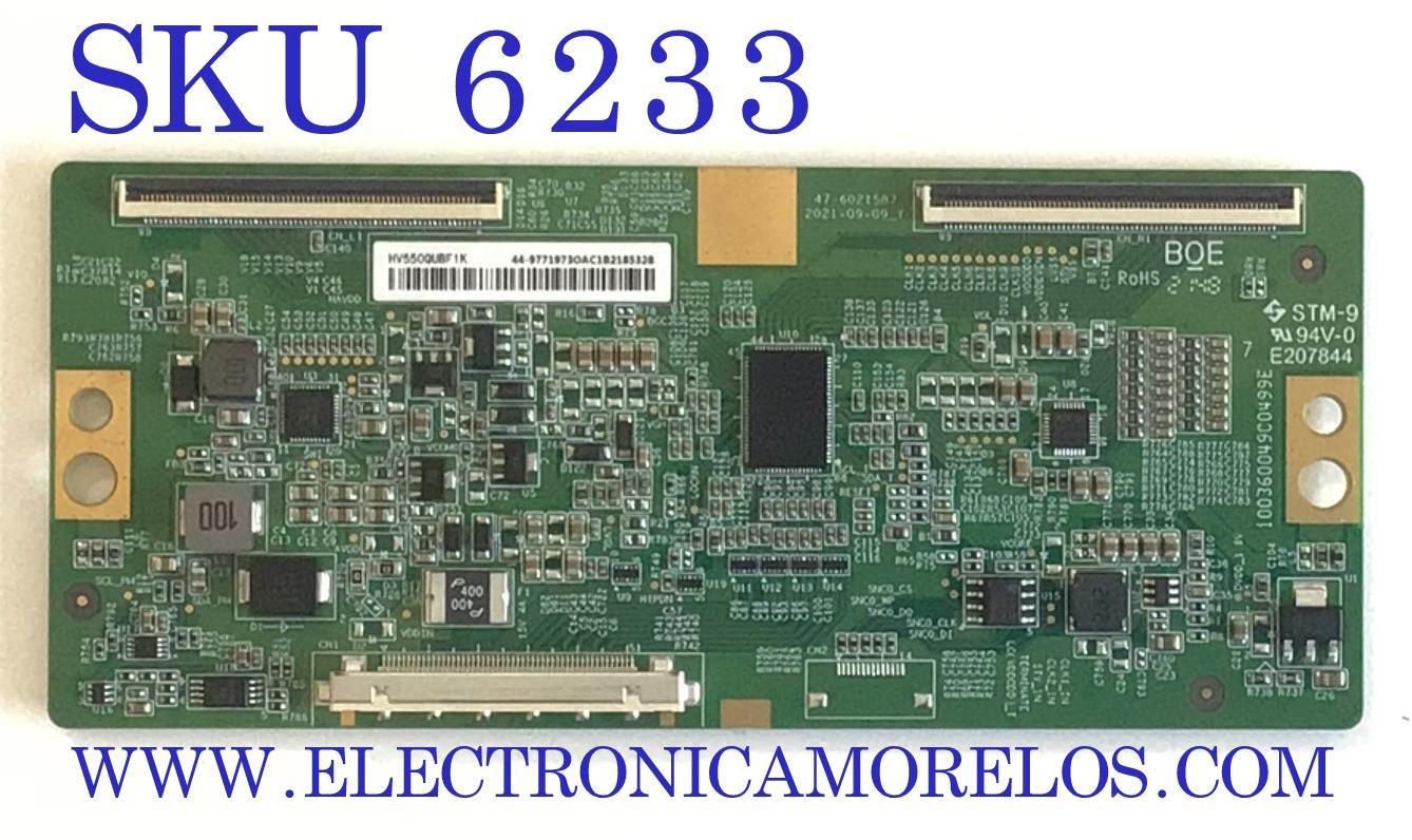 T-CON PARA TV SONY / NUMERO DE PARTE 44-9771973O / 47-6021587 / PANEL YSCM055CCO11 / DISPLAY HV550QUB-F1K / MODELO KD-55X80K